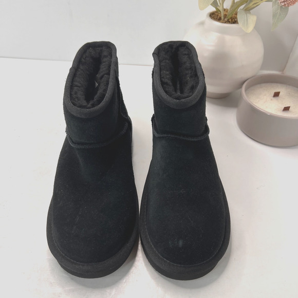 KOOLABURRA by UGG Classic Mini Suede Ankle Boots Pull On Black Womens Size 5 - Picture 6 of 9